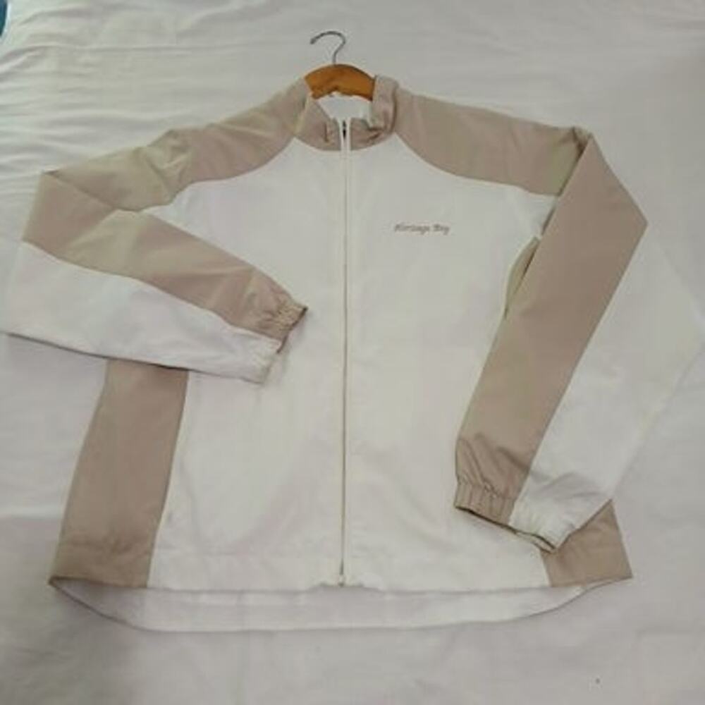 FOOT JOY Med Women's Long-Sleeved Golf Jacket Full-Zip White/tan (see pics-spot)